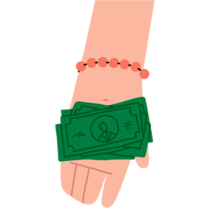 Illustration of a hand holding out money